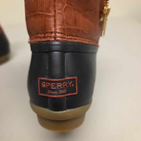 Sperry Womens Waterproof Duck Rain Boots Size 7 Black & Brown STS86697 - Picture 12 of 16